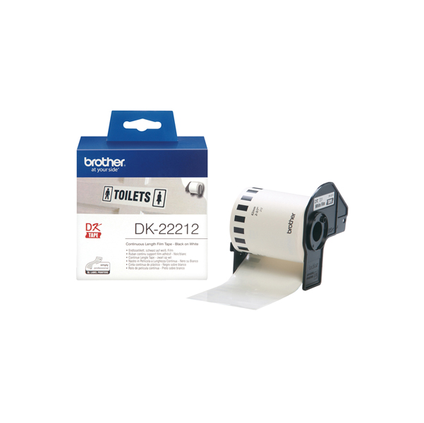 Brother - Nastro adesivo - in pellicola - Nero/Bianco - 62mm x 15,24mt - DK22212