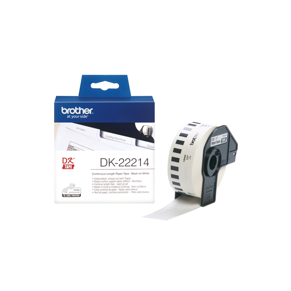 Brother - Rotolo etichetta continua - Nero/Bianco - 12mm x 30,48mt - DK22214