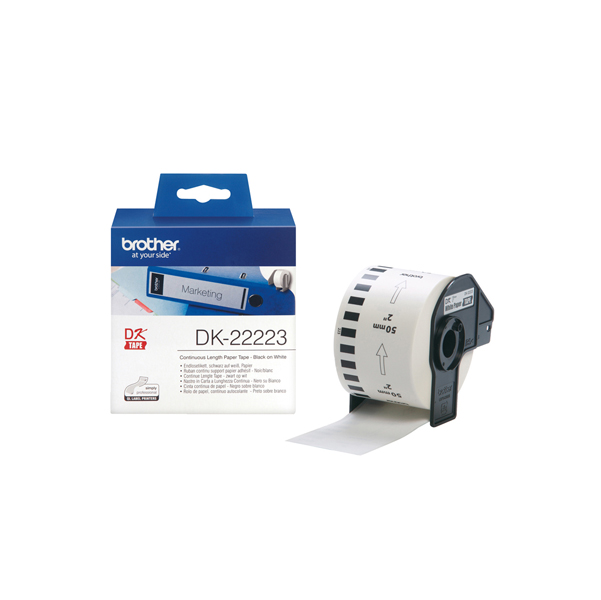 Brother - Nastro adesivo - Nero/Bianco - 50mm x 30,48mt - DK22223