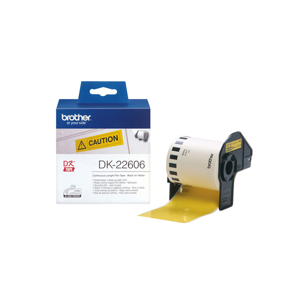 Brother - Nastro adesivo - Nero/Giallo - 62mm x 15,24mt - DK22606