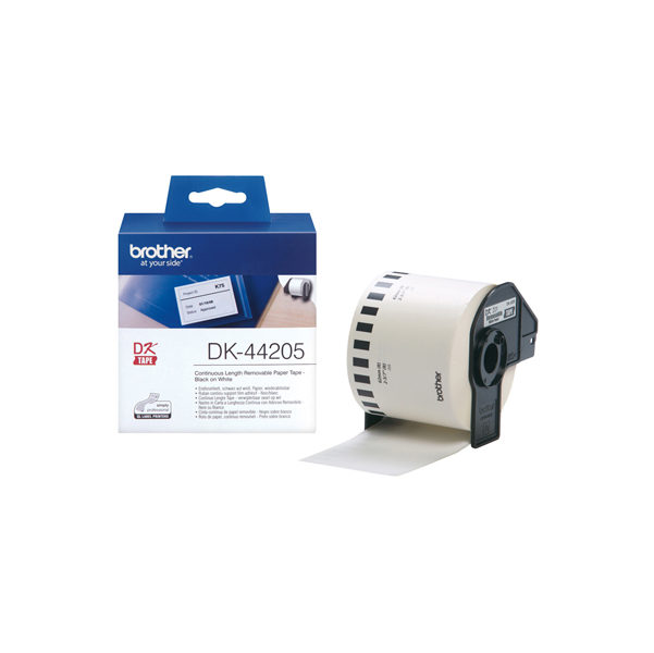 Brother - Nastro adesivo - Nero/Bianco - 62mm x 30,48mt - DK44205
