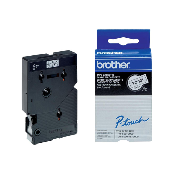 Brother - Nastro - Trasparente/Nero - TC101 - 12mm x 7,7mt