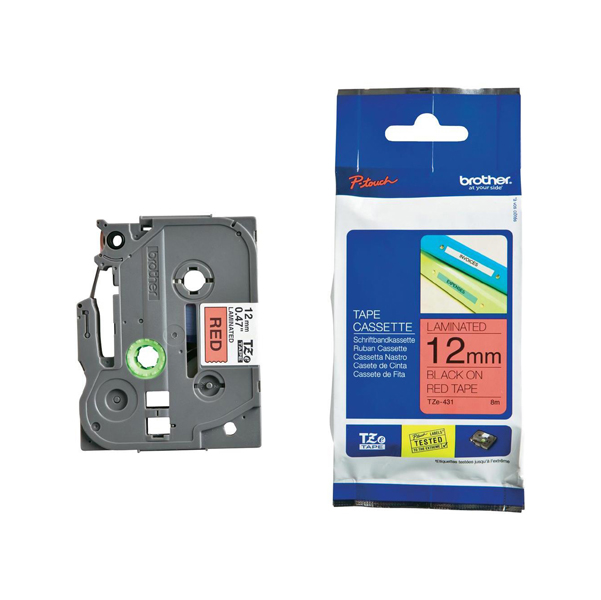 Brother - Nastro - Nero/Rosso - TZE431 - 12mm x 8mt