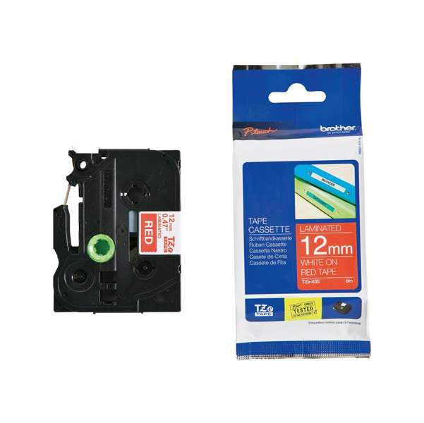 Brother - Nastro - Bianco/Rosso - TZE435 - 12mm x 8mt