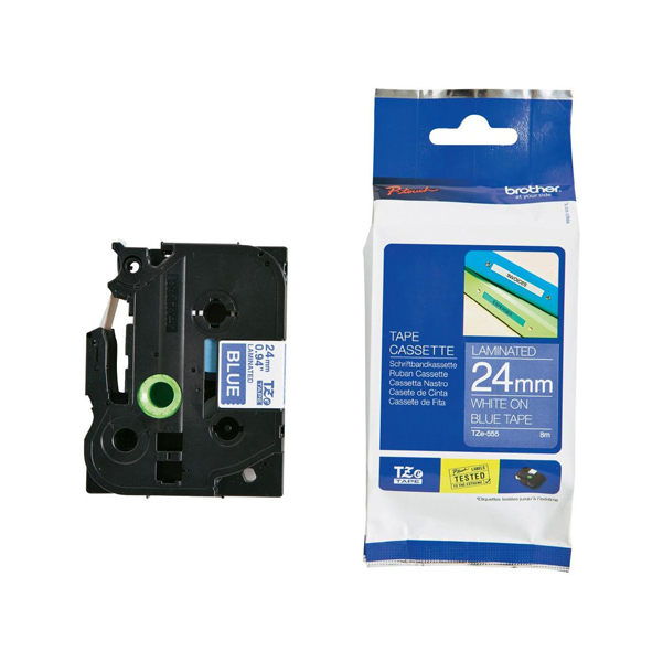 Brother - Nastro - Bianco/Blu - TZE555 - 24mm x 8mt