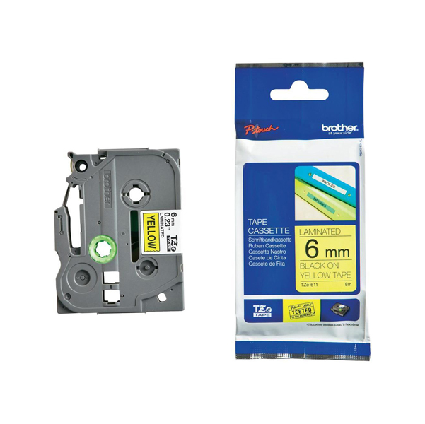 Brother - Nastro - Nero/Giallo - TZE661 - 6mm x 8mt