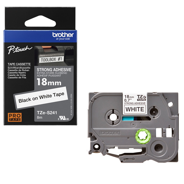 Brother - Nastro con adesivo resistente - Nero/Bianco - TZES241 - 18mm x 8mt