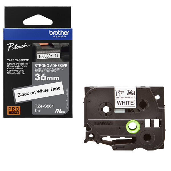 Brother - Nastro con adesivo resistente - Nero/Bianco - TZES261 - 36mm x 8mt