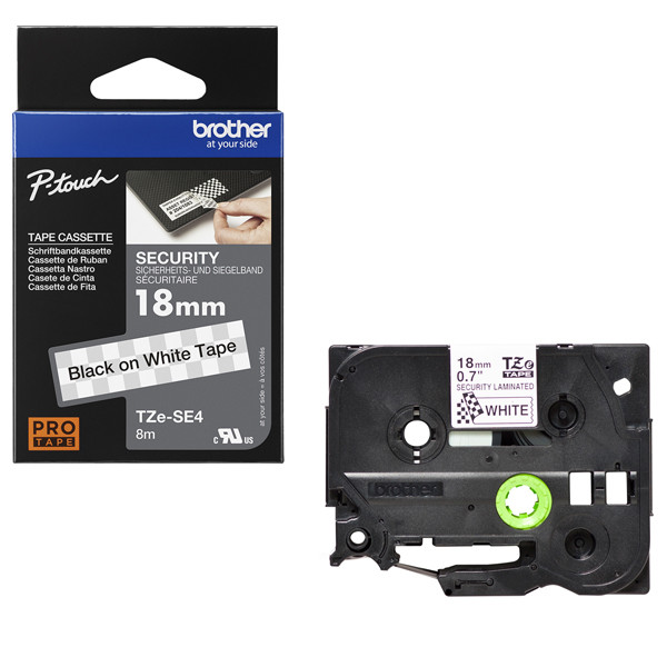 Brother - Nastro di sicurezza - nero/bianco - TZES4 - 18mm x 8mt