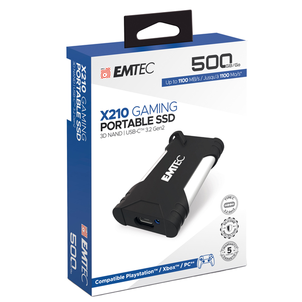 Emtec SSD 3.2Gen2 X210 500GB Portatile Gaming