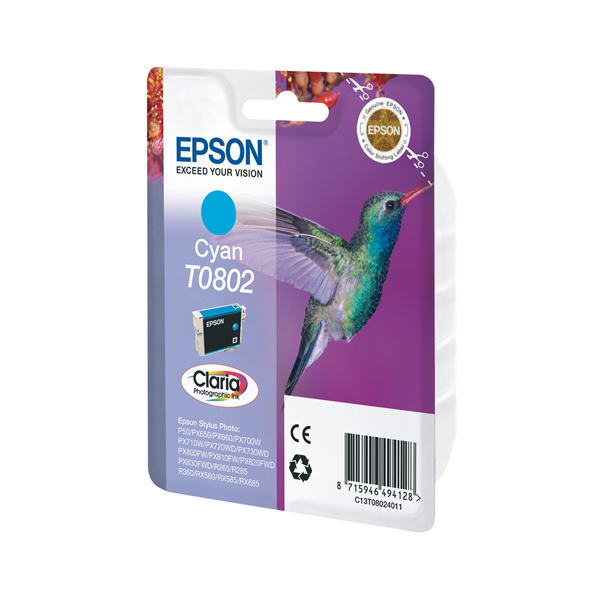 Epson - Cartuccia ink - Ciano Photo - T0802 - C13T08024011 - 7,4ml