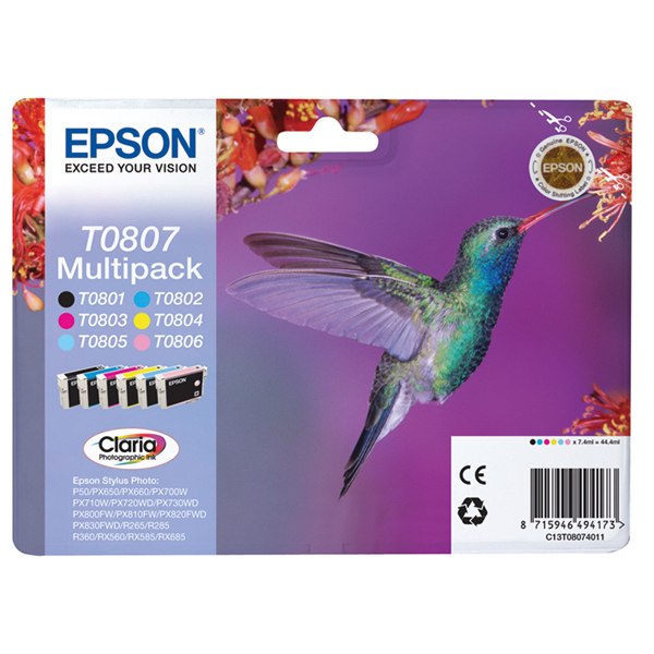 Epson - Cartuccia ink - C/M/Y/K/C CH/M CH - T0807 - C13T08074011 - 7,4ml cad