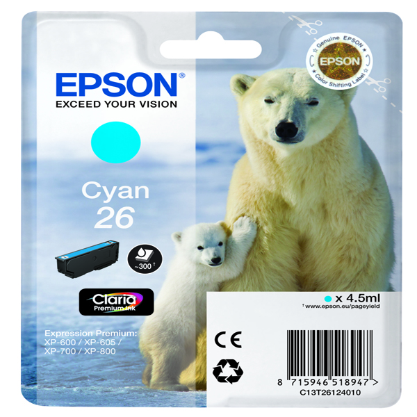 Epson - Cartuccia ink - 26 - Ciano - C13T26124012 - 4,5ml