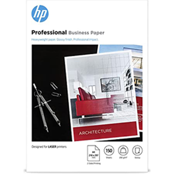 Hp - Confezione da 100 fogli carta fotografica lucida professionale per stampe laser A4 - 7MV83A