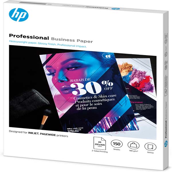 Hp - Confezione da 50 fogli carta professionale lucida HP per getto d'inchiostro A3 - 7MV84A
