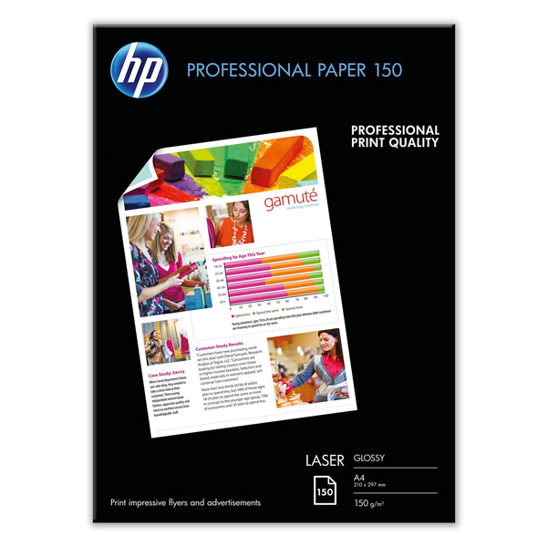Hp - Confezione da 150 Fogli Carta professionale per stampe laser - lucida - 150 g/m2 - A4 - 210 x 297 mm - CG965A