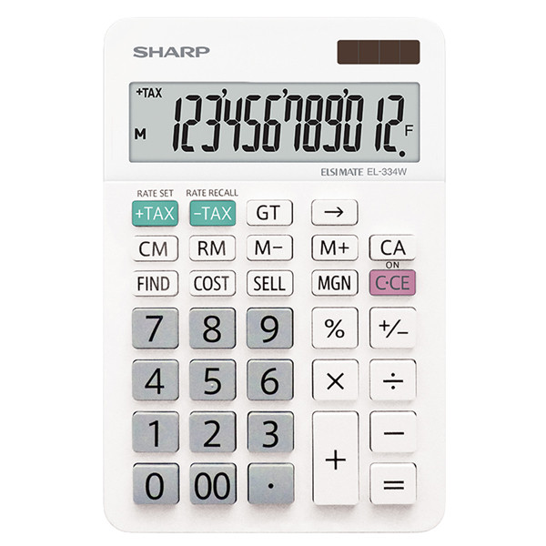 Sharp - Calcolatrice da Tavolo EL-334W - con cavalletto - 12 cifre - EL-334W