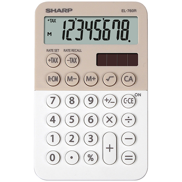 Calcolatrice tascabile EL 760R - 8 cifre - beige/bianco - Sharp - EL760RBLA