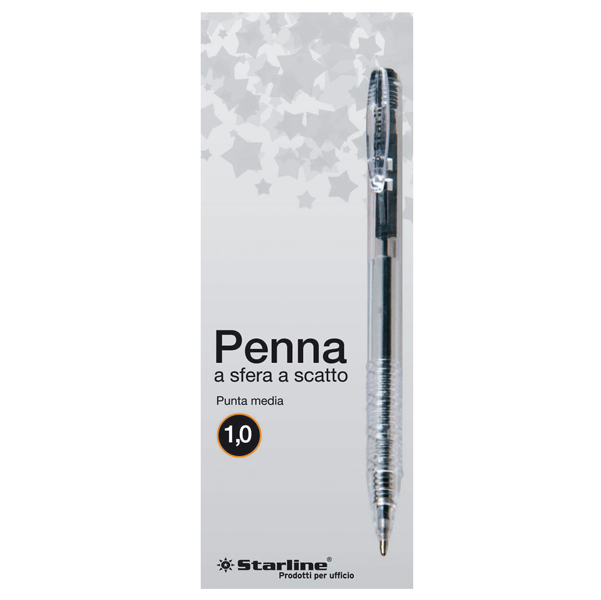 Penna a sfera a scatto - punta 1,0mm - nero - Starline - conf. 20 pezzi