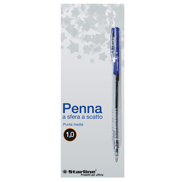 Penna a sfera a scatto - punta 1,0mm - blu - Starline - conf. 20 pezzi