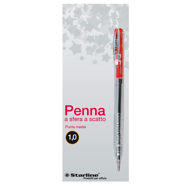 Penna a sfera a scatto - punta 1,0mm - rosso - Starline - conf. 20 pezzi