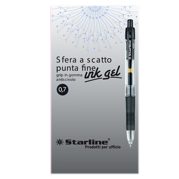 Penna a sfera a scatto con inchiostro gel - punta fine 0,7mm - nero - Starline