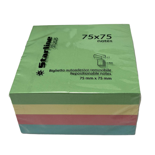 Biglietti adesivi Cubo - assortito tenue - 75 x 75mm - 70gr - 400 fogli - Starline.