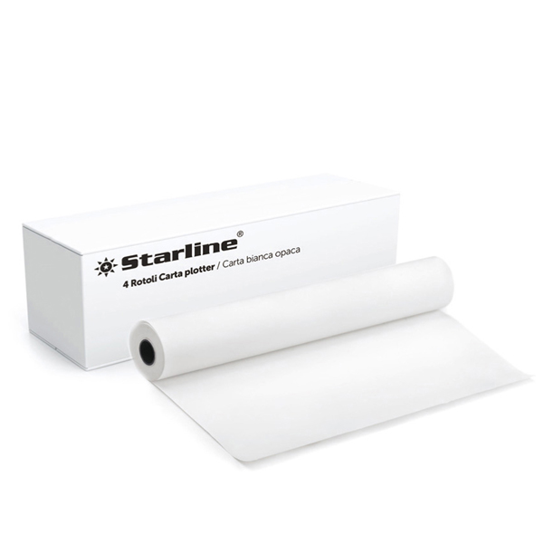 Carta plotter - stampa inkjet - 1067 mm x 50 mt - 90 gr - opaca - bianco - Starline