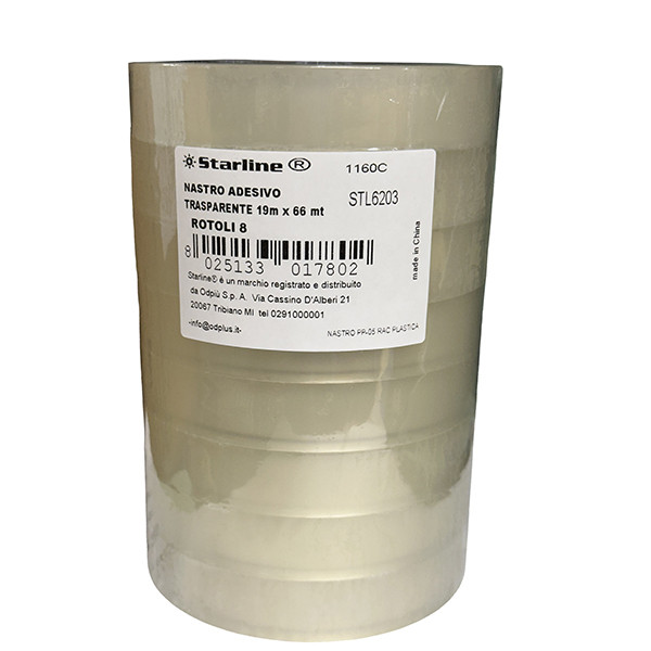 Nastro adesivo - 19 mm x 66 m - PP - trasparente - Starline - torre 8 rotoli