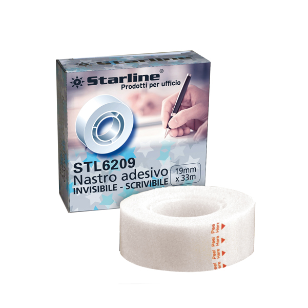 Nastro adesivo scrivibile - invisibile - 19 mm x 33 mt - trasparente - Starline