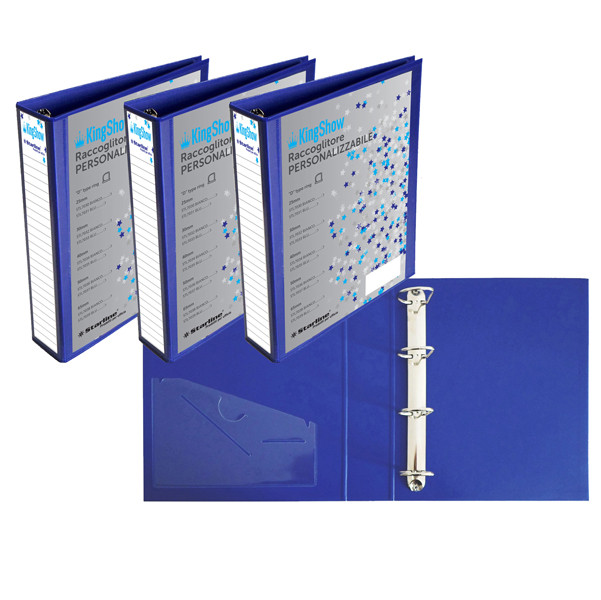 Raccoglitore personalizzabile KingShow - 22 x 30 cm - 4 anelli a D 25 mm - dorso 4 cm - blu - Starline