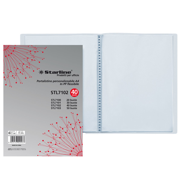 Portalistini personalizzabile - PP - 22 x 30 cm - 40 buste - trasparente - Starline