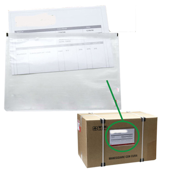 Busta adesiva portadocumenti - senza stampa - 23 x 12,5 cm - PPL - trasparente - Starline - conf. 100 pezzi