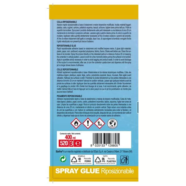 Colla spray - riposizionabile - 400 ml - Starline