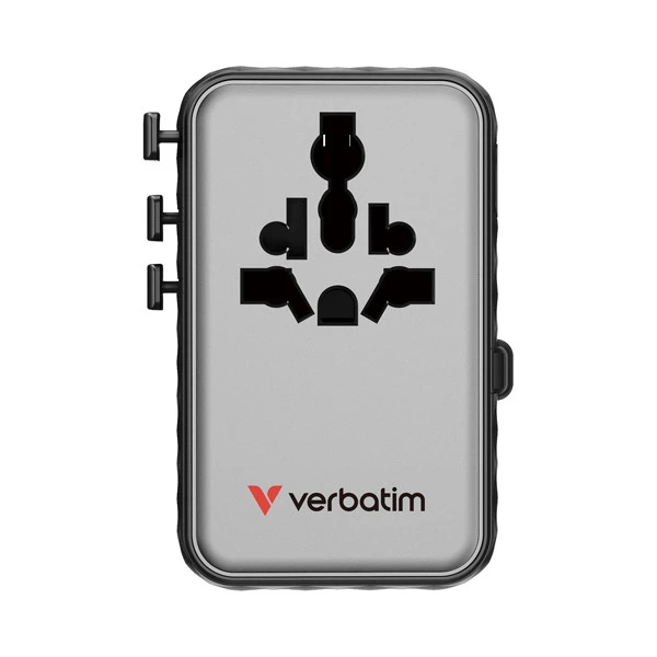 Adattatore - da viaggio universale - GaN III - con cavo USB-C retrattile - Nero - Verbatim