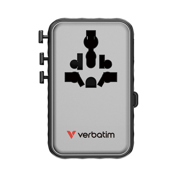 Adattatore - da viaggio universale - GaN III - con cavo USB-C retrattile - Nero - Verbatim