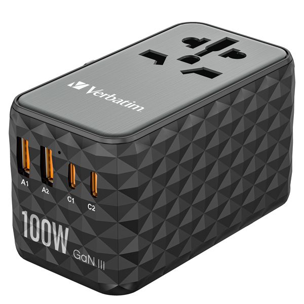 Adattatore da viaggio UTA-06 2x USB-C PD 100W QC 4+ / 2x USB-A QC 3.0-Verbatim