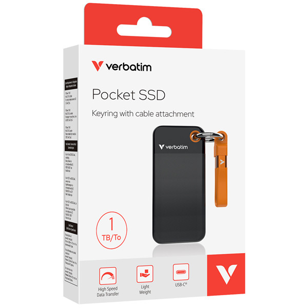 SSD Portatile Pocket USB 3.2 GEN 2 - 1 TB - Nero/Arancio Verbatim - 32193