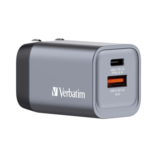 Adattatore da viaggio GNC-35- 1x USB-C PD 35W, 1x USB-A QC 3.0-35W-Verbatim