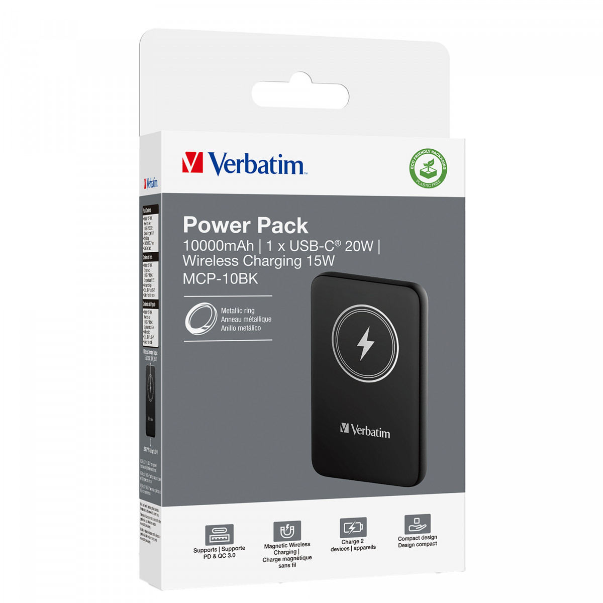 Verbatim - Power Bank Wireless - 10000 mAh - Nero - 32245