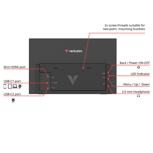 Monitor portatile - 14"- FHD Touchscreen LIGHT - Verbatim