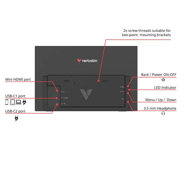 Monitor - portatile - 15.6" - FHD LIGHT - Verbatim