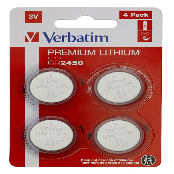 Verbatim - Blister 4 MicroPile a pastiglia CR2450 - litio - 49535 - 3V
