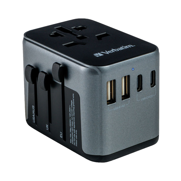 Adattatore da viaggio Verbatim UTA-03 PD30W / QC / 2xUSB / 2xType-C