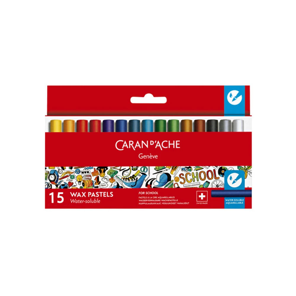 Pastelli a Cera Caran d'Ache 15 pezzi Acquerellabili Wax Pastels