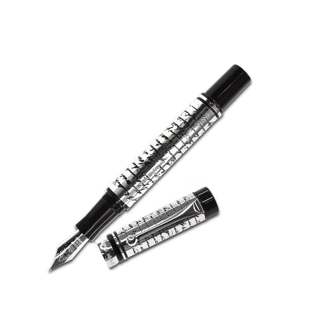 Penna Stilografica Campo Marzio Filigree Argento con Scritte