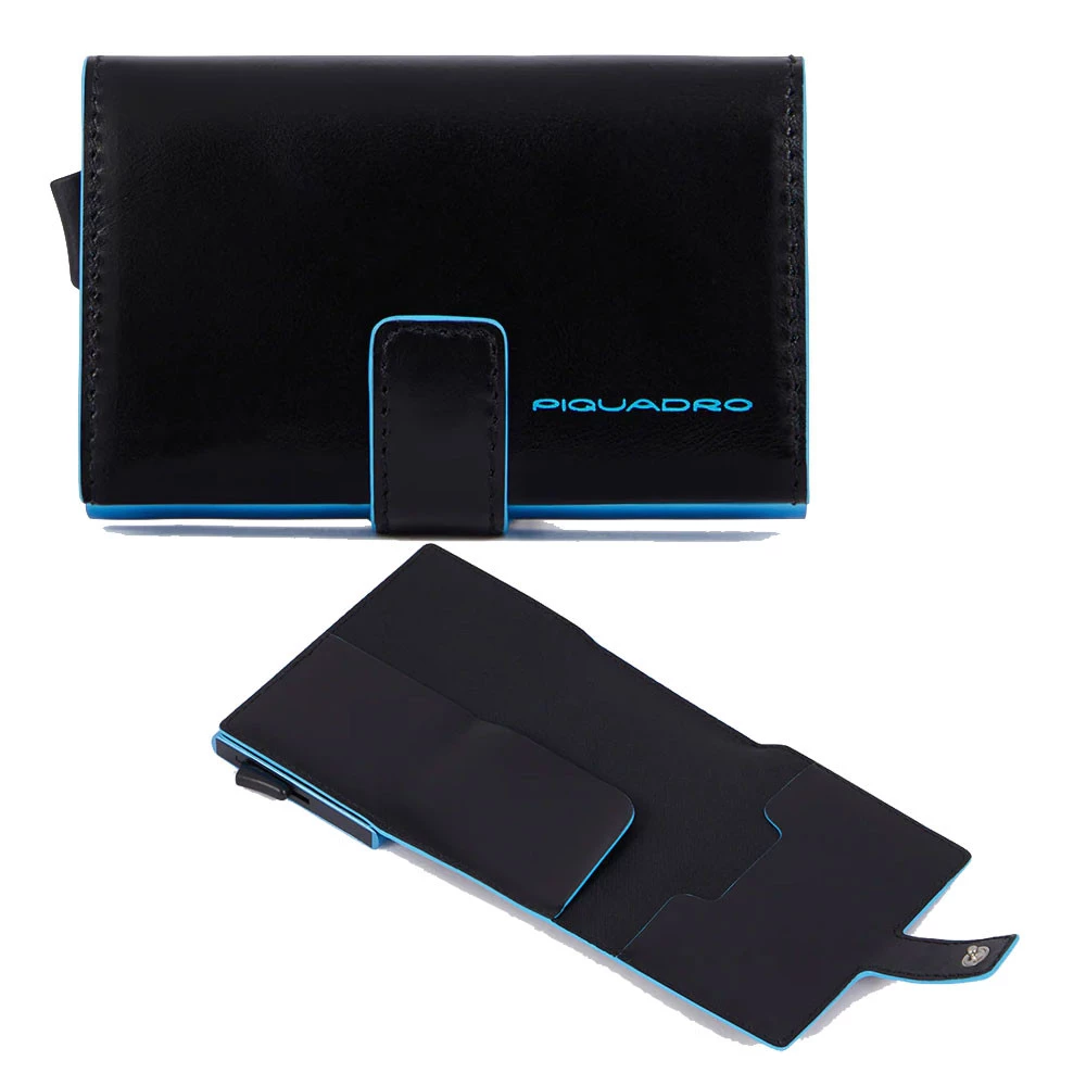Portacarte in Metallo Piquadro Blue Square Nero PP5649B2BLR