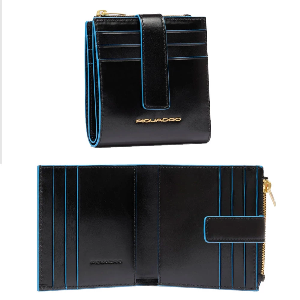 Portacarte Donna Portamonete Piquadro Blue Square Nero PP6843B2R