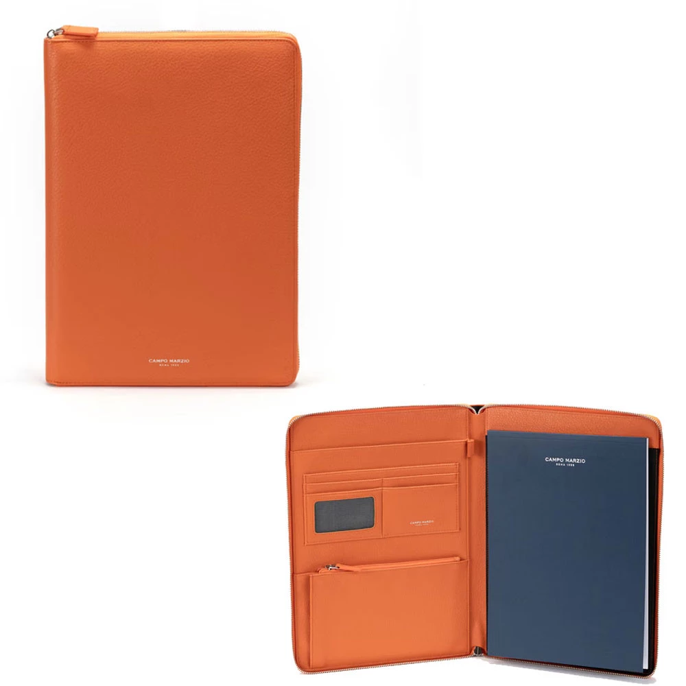 Portablocco A4 con Zip Isaac Similpelle Arancione Campo Marzio