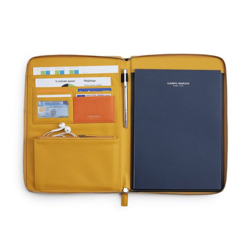 Portablocco A4 con Zip Isaac Similpelle Giallo Campo Marzio